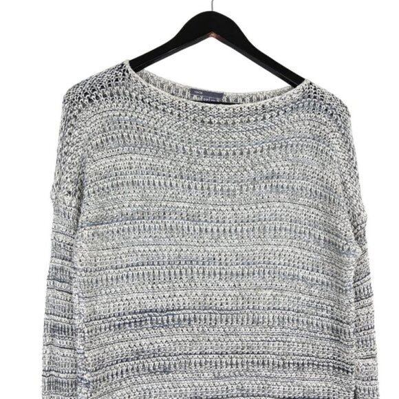 VINCE Heathered Marled Knited Scoop Neck Slouchy Fit Grey Sweater - Picture 2 of 5